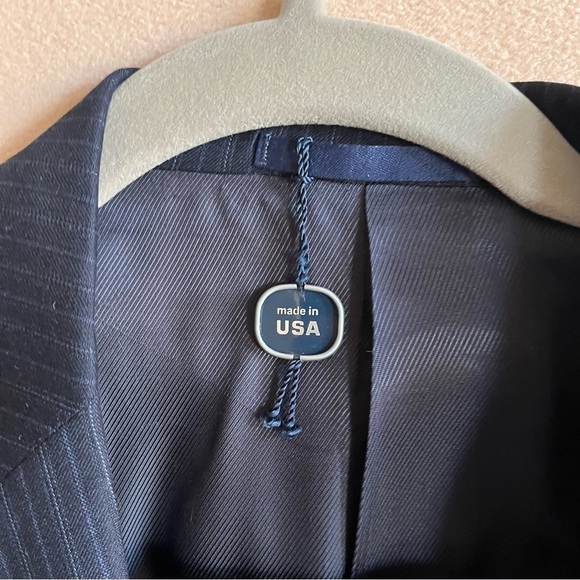 Loro Piana Daniel Cremieux Navy Stripe Suit Jacket Blazer Size 42L - Picture 7 of 14